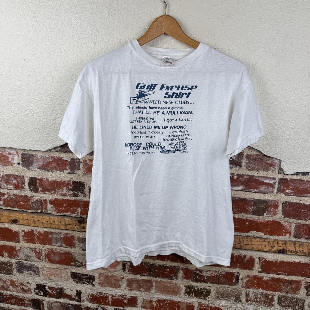 Vintage Golf Shirt Mens Large Short Sleeve Golf Excuses Funny Tee Humor 90s